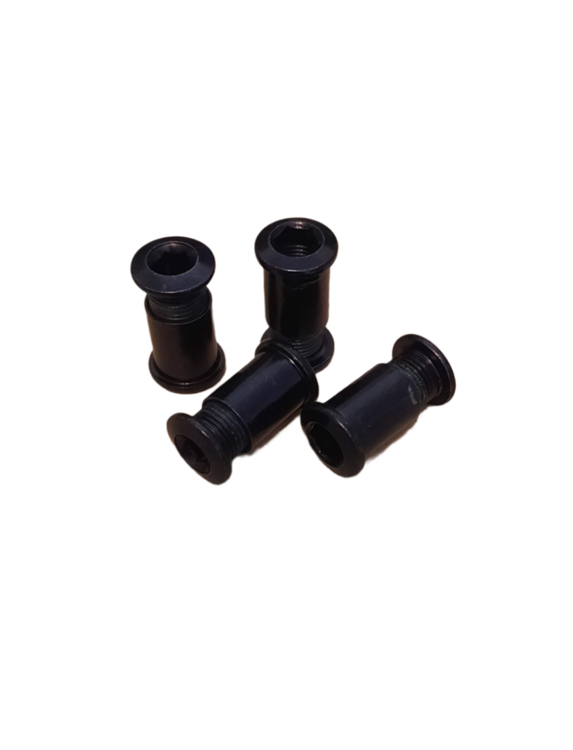 SRAM Long Kettenblattschrauben 14 mm – gebraucht, 4 Schrauben + 4 Hülsen, schwarz