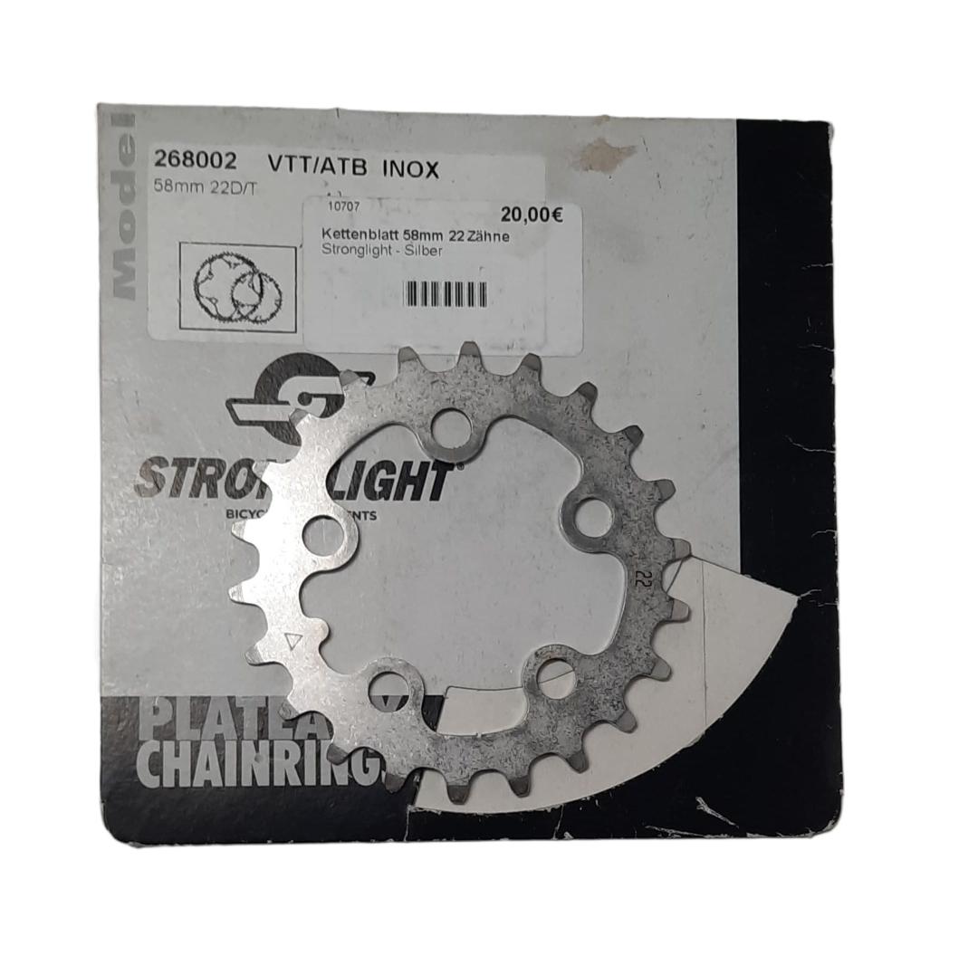 Stronglight Kettenblatt 22 Zähne – BCD 58 mm, Stahl, silber (neuwertig)