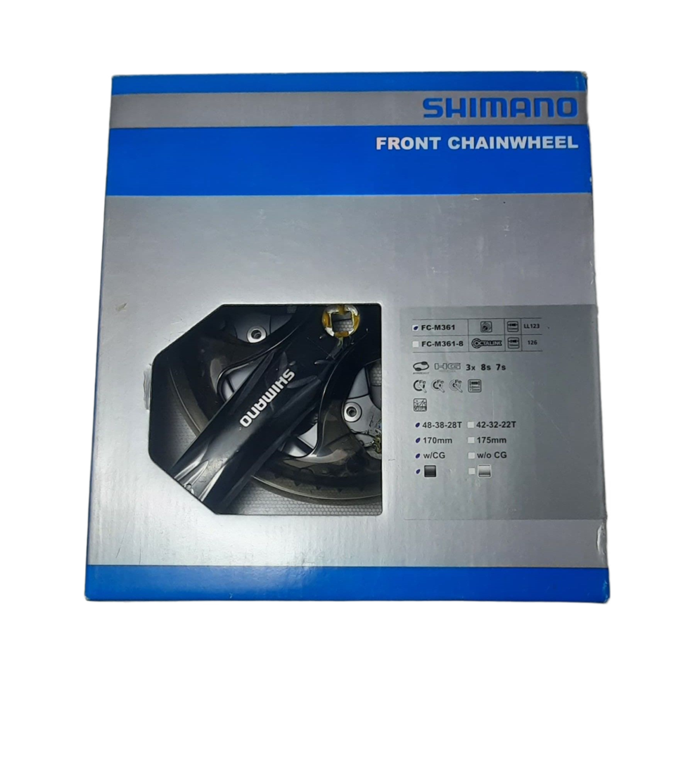 Shimano FC-M361 Kurbelgarnitur 48/38/28 Zähne – 170 mm, 4-Kant, schwarz, neu & OVP