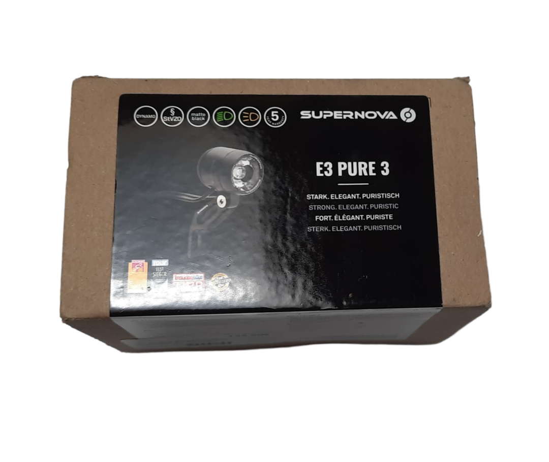 Supernova E3 Pure 3 Scheinwerfer – Dynamo, schwarz, NEU